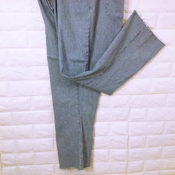DG2 Diane Gilman Denim Mom Jeans -18WT Hickory Stripe Comfort Cropped Pants Blue - Picture 14 of 15